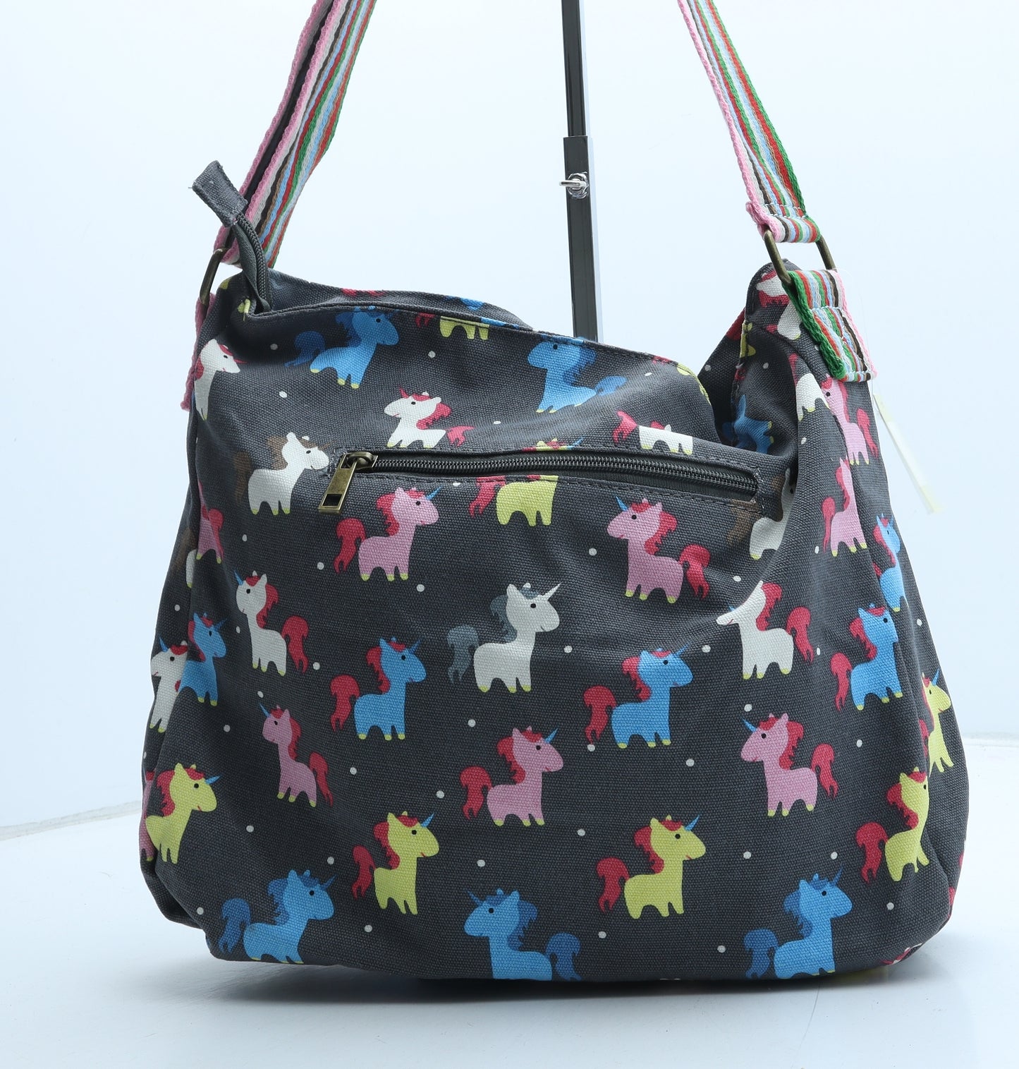 Have Best Womens Grey Geometric Polyester Crossbody Size Large - Unicorn