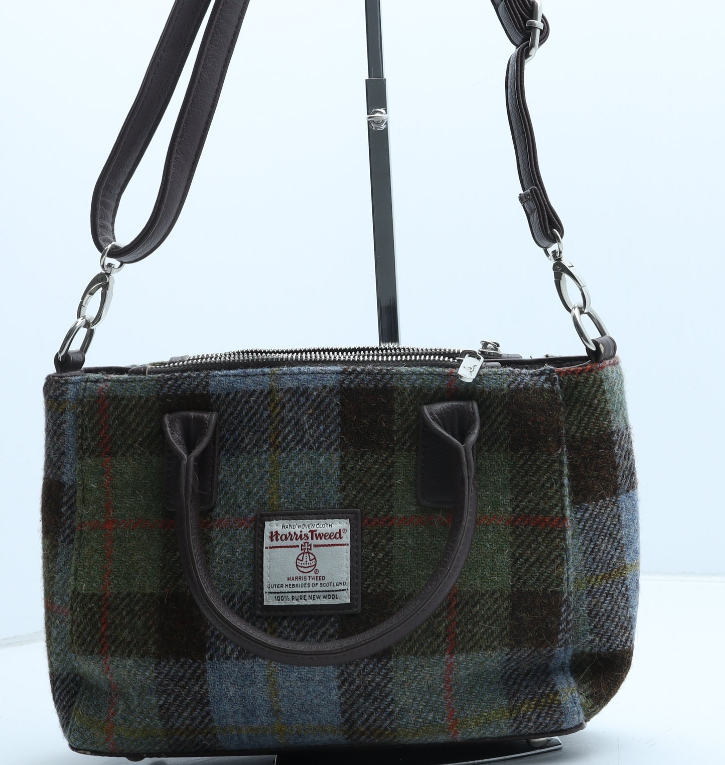Harris Tweed Womens Multicoloured Plaid Wool Hobo Bag Size Medium