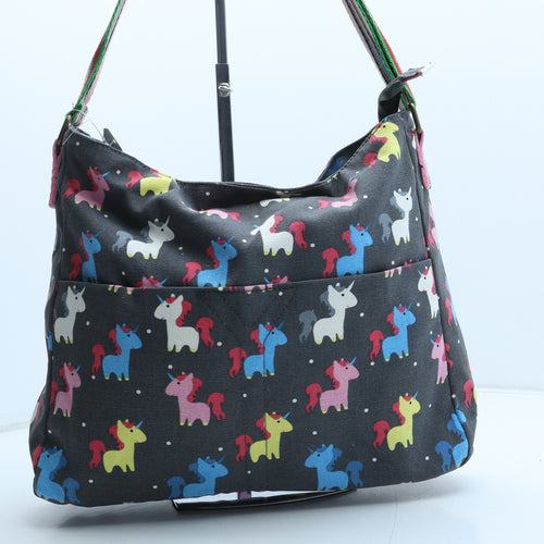 Have Best Womens Grey Geometric Polyester Crossbody Size Large - Unicorn