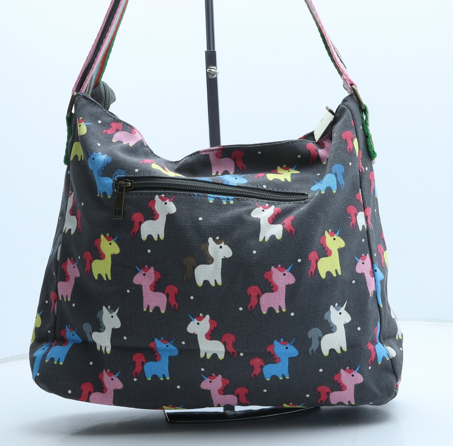 Have Best Womens Grey Geometric Polyester Crossbody Size Large - Unicorn