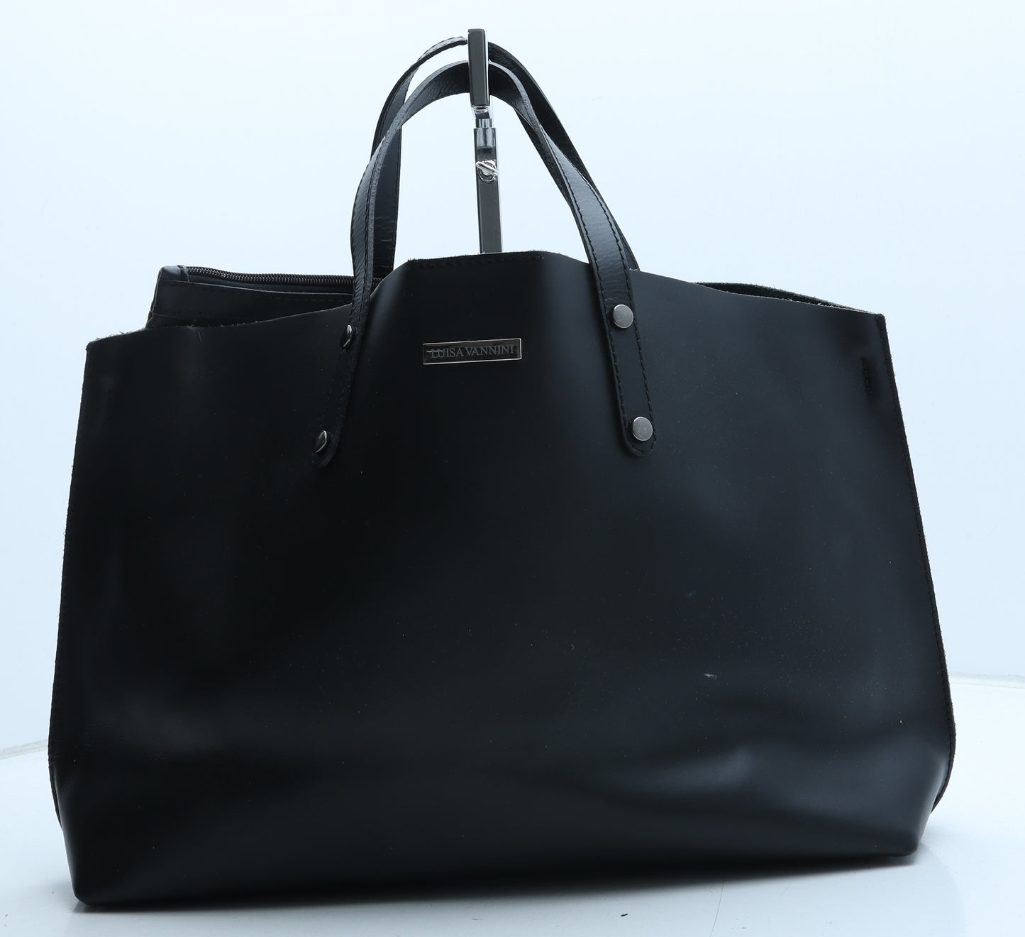 Luisa Vannini Womens Black Polyurethane Top Handle Bag Size Large