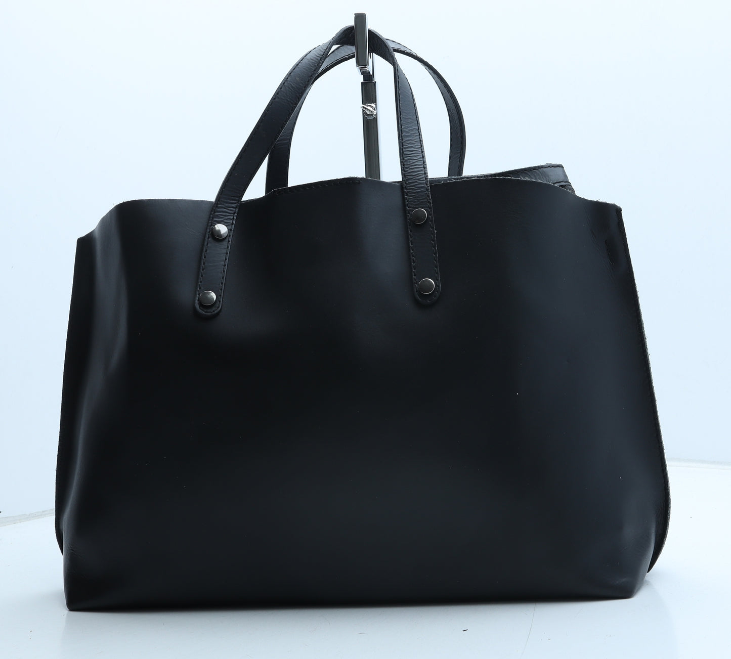 Luisa Vannini Womens Black Polyurethane Top Handle Bag Size Large