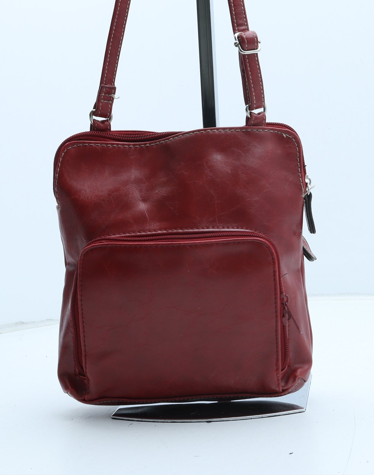 Preworn Womens Red PVC Crossbody Size Small