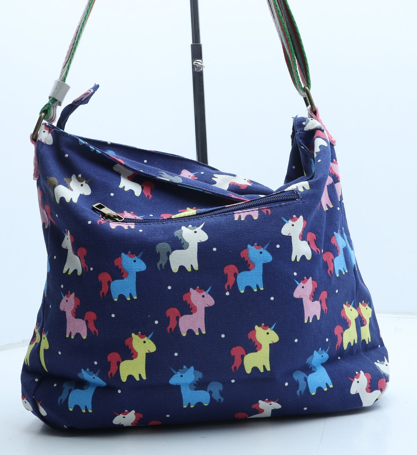 Best Have Womens Blue Geometric Polyester Crossbody Size Large - Unicorn