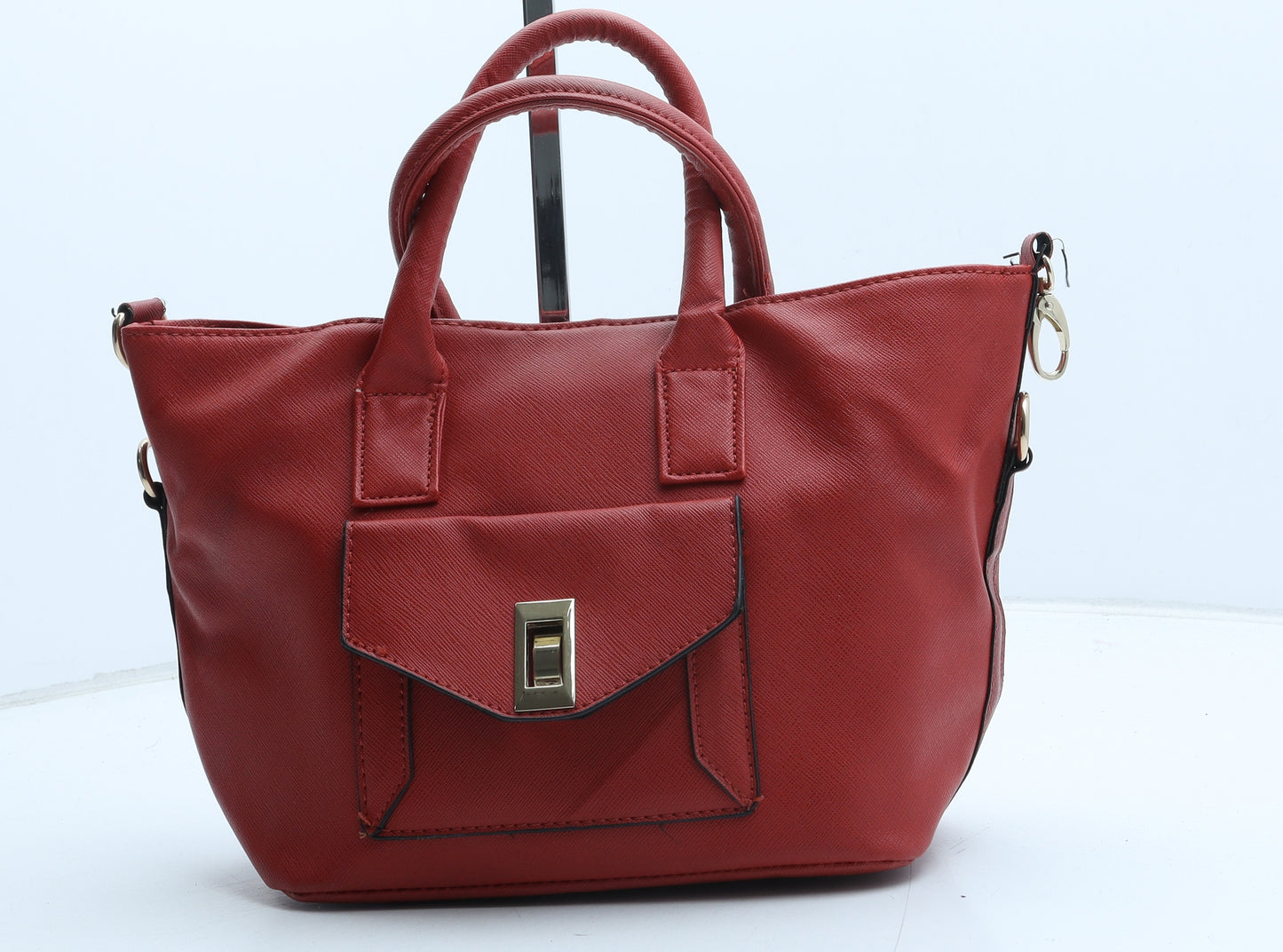 Preworn Womens Red Polyurethane Top Handle Bag Size Small