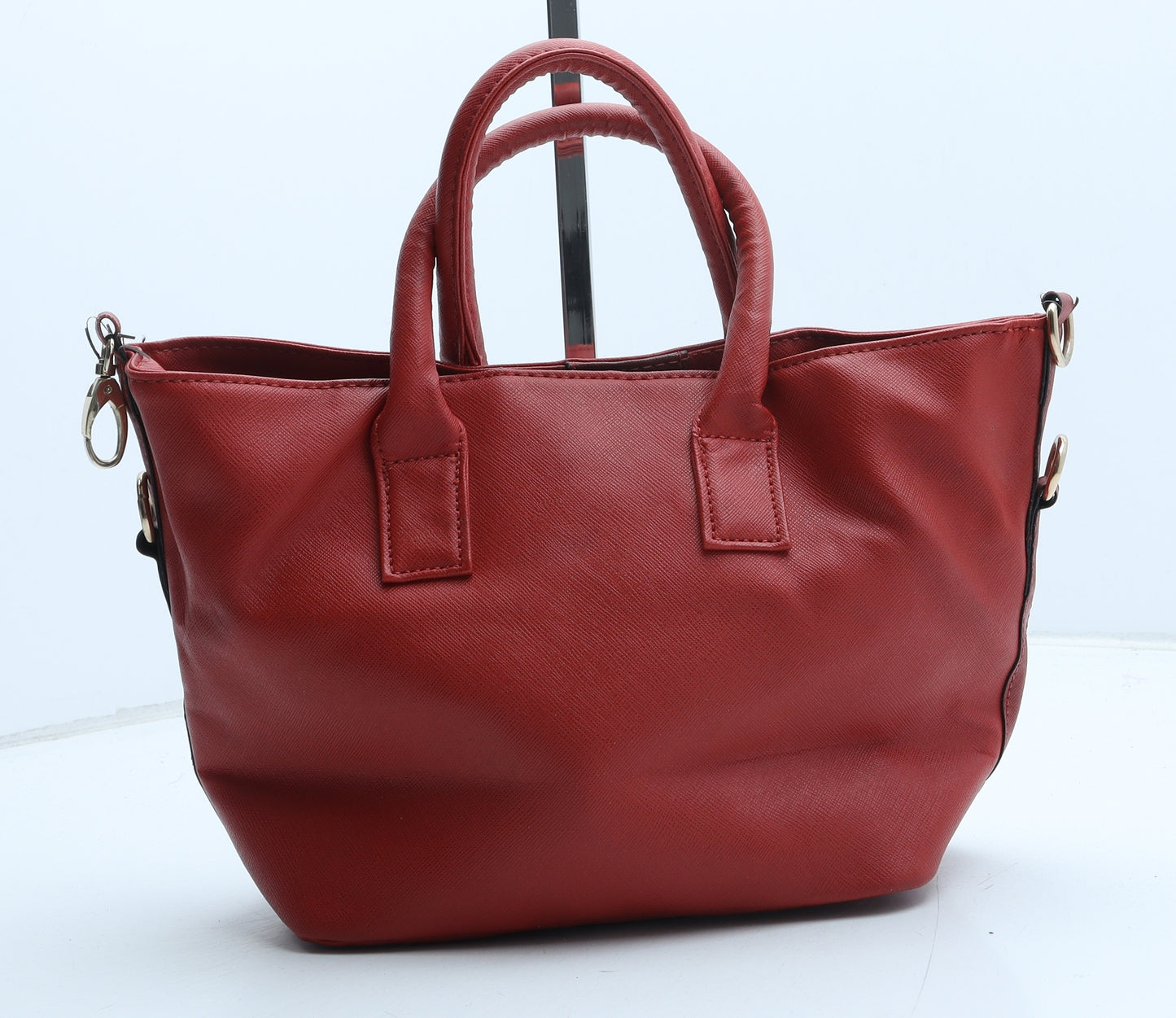 Preworn Womens Red Polyurethane Top Handle Bag Size Small