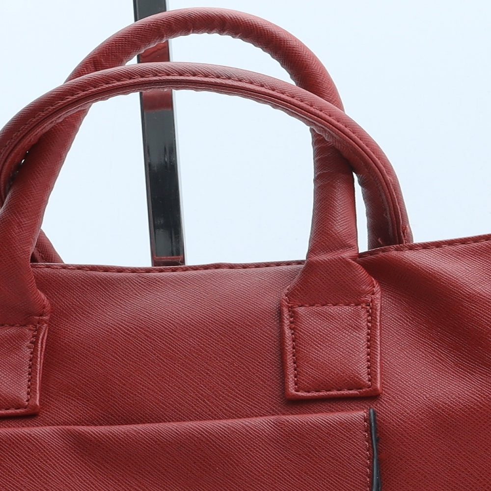 Preworn Womens Red Polyurethane Top Handle Bag Size Small