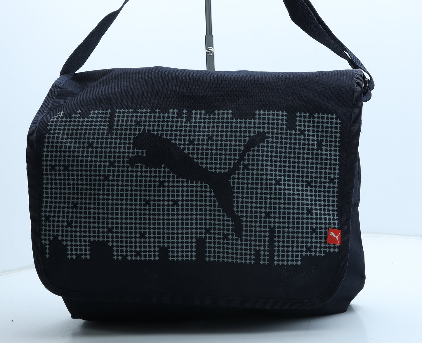 PUMA Womens Blue Geometric Nylon Satchel Size Large