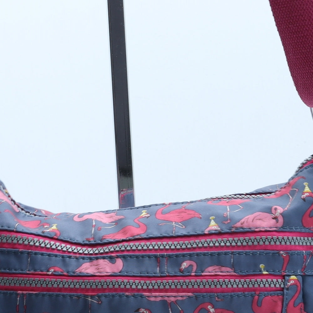 Monkey King Womens Grey Geometric Polyester Crossbody Size Small - Flamingos