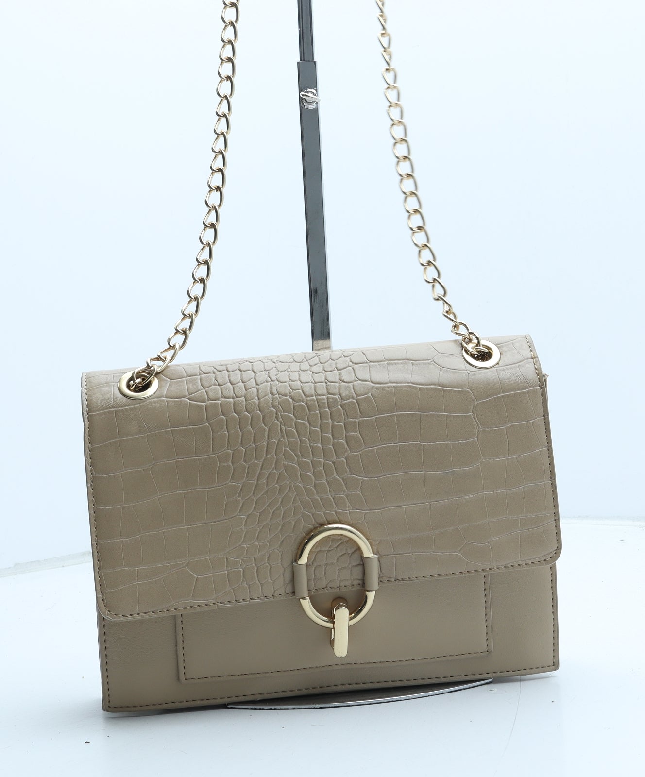 New Look Womens Beige Polyurethane Crossbody Size Small - Croc Texture