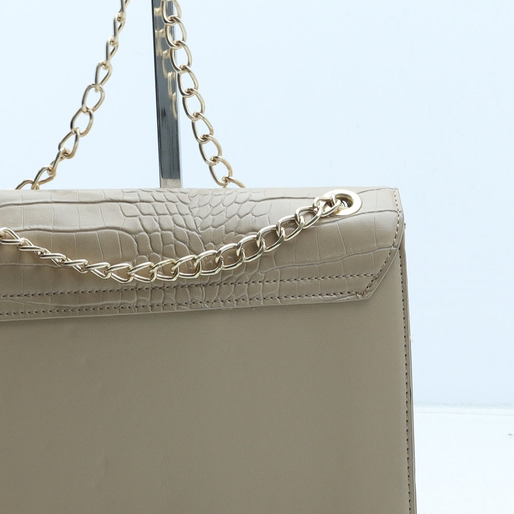 New Look Womens Beige Polyurethane Crossbody Size Small - Croc Texture