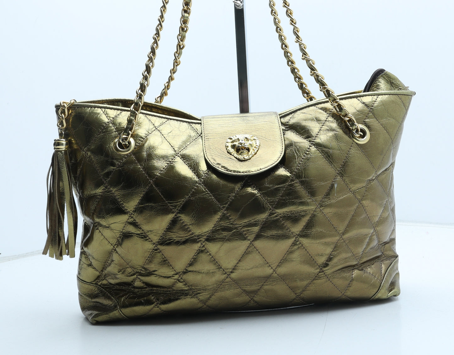 Preworn Womens Gold Polyurethane Tote Size Large