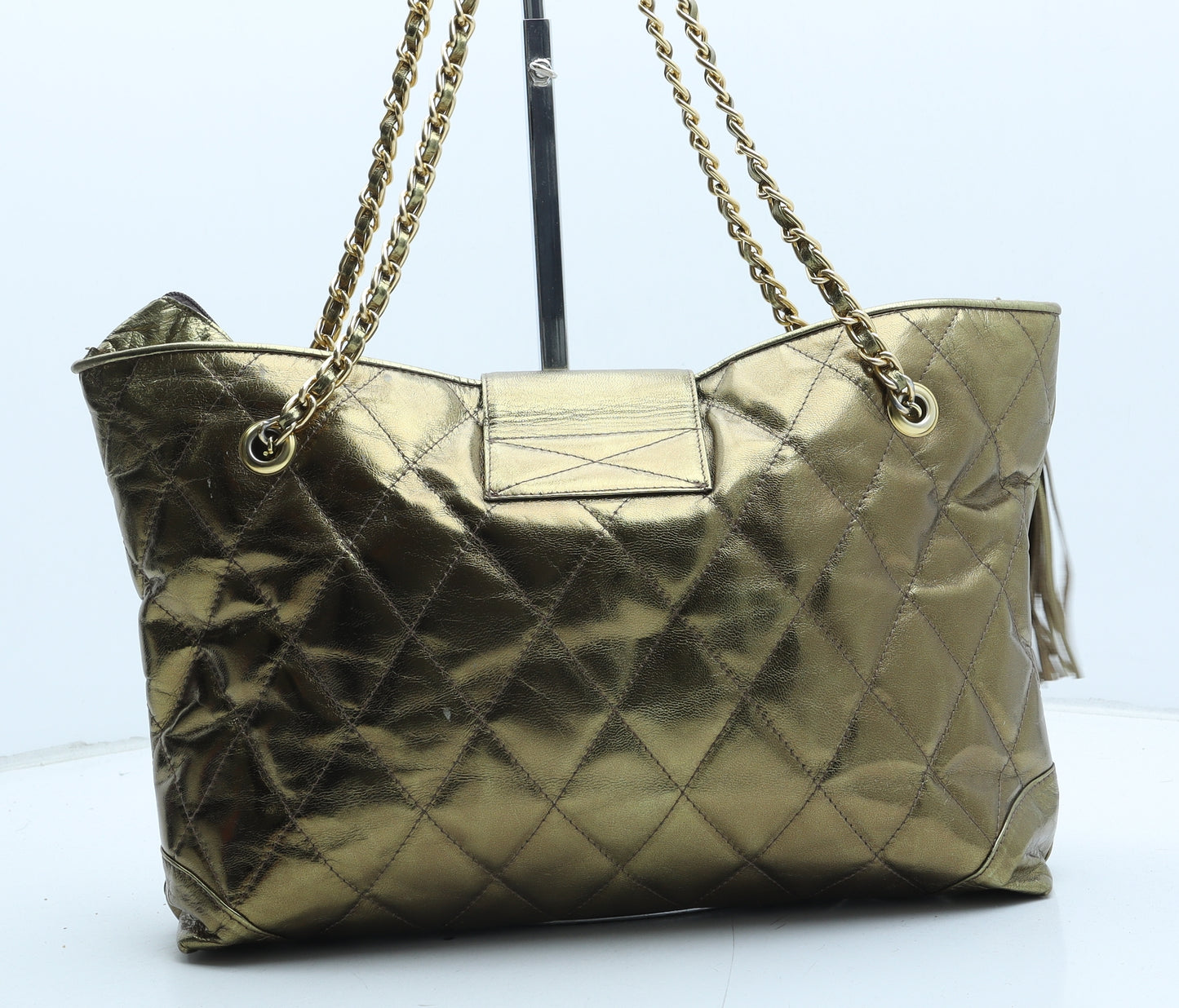 Preworn Womens Gold Polyurethane Tote Size Large