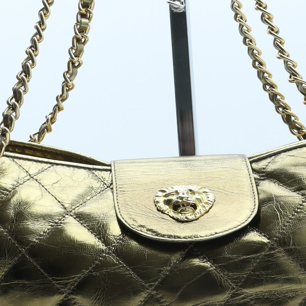 Preworn Womens Gold Polyurethane Tote Size Large