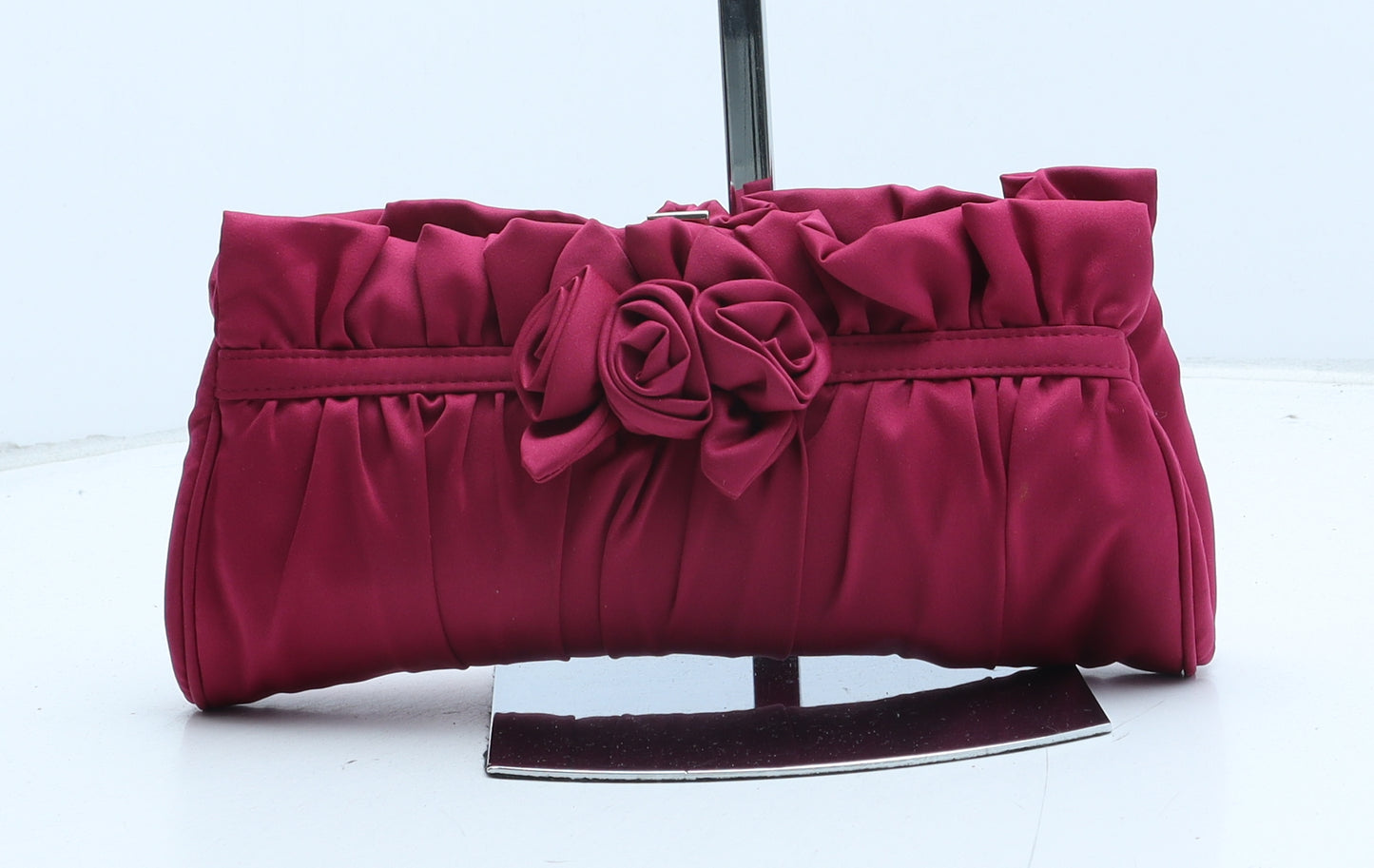 BHS Womens Pink Polyester Clutch Size Medium - Flower Detail