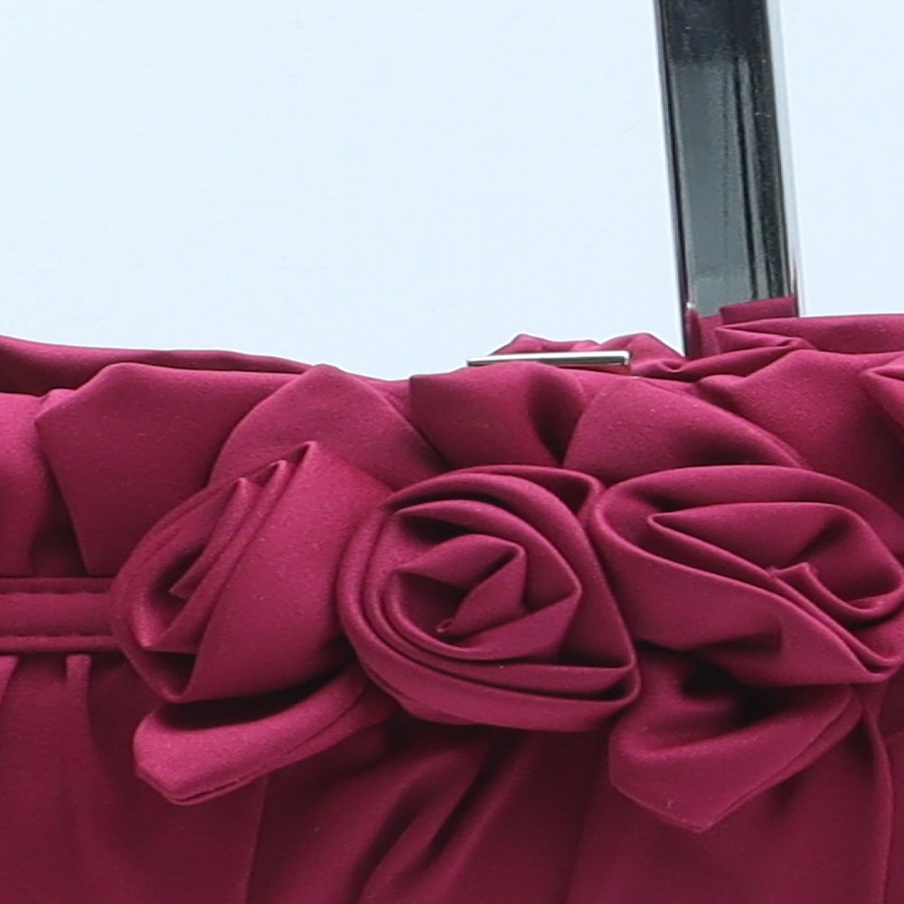 BHS Womens Pink Polyester Clutch Size Medium - Flower Detail
