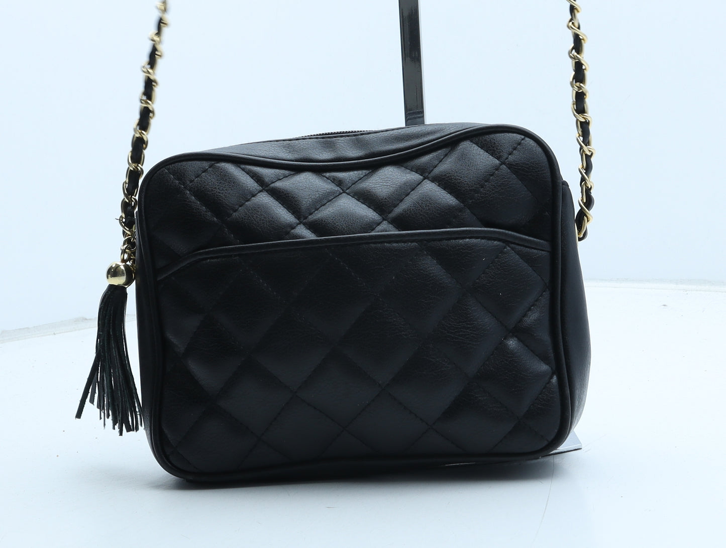 Preworn Womens Black Polyurethane Crossbody Size Small