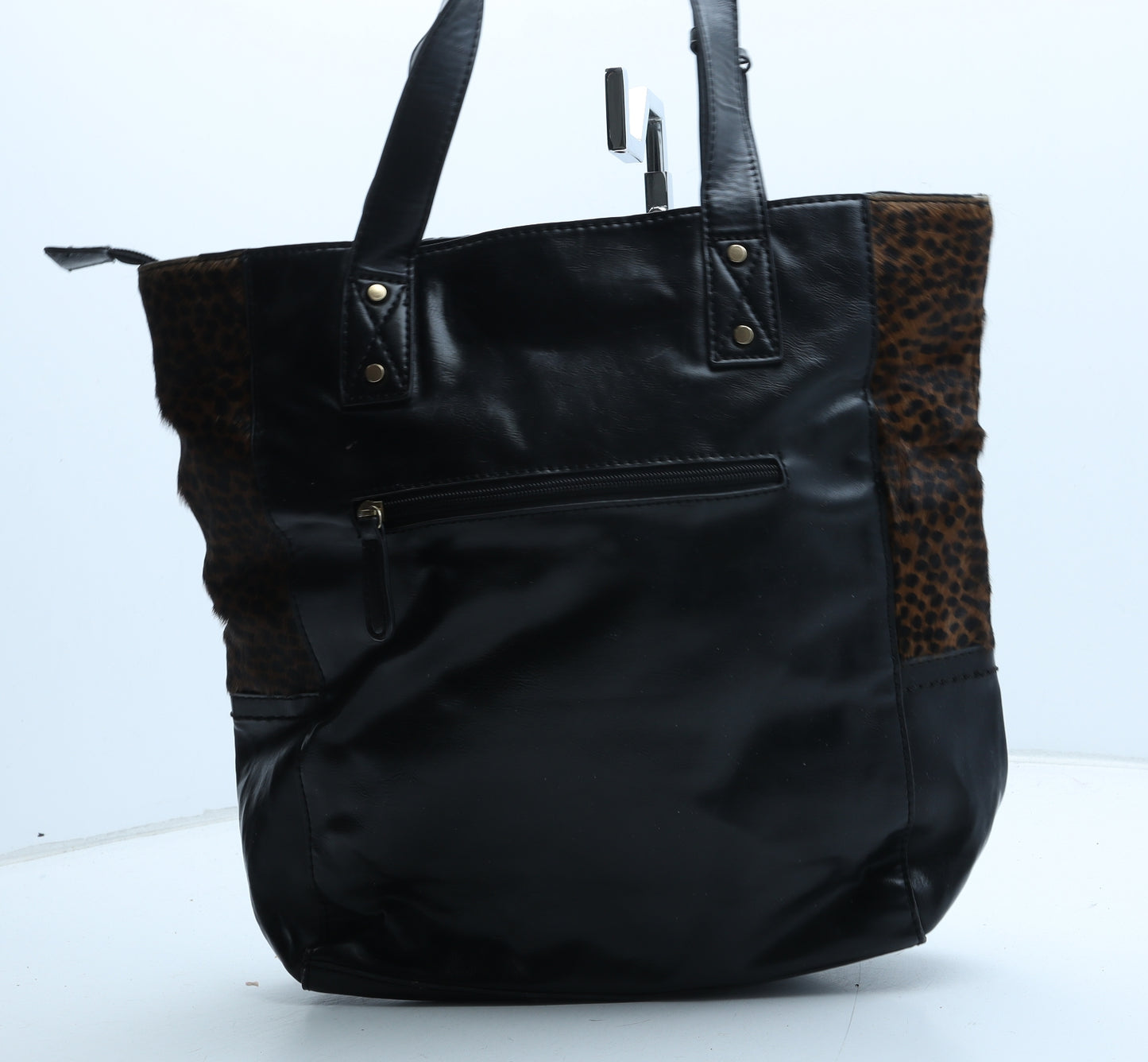 Preworn Womens Brown Animal Print Polyurethane Tote Size Medium - Leopard print