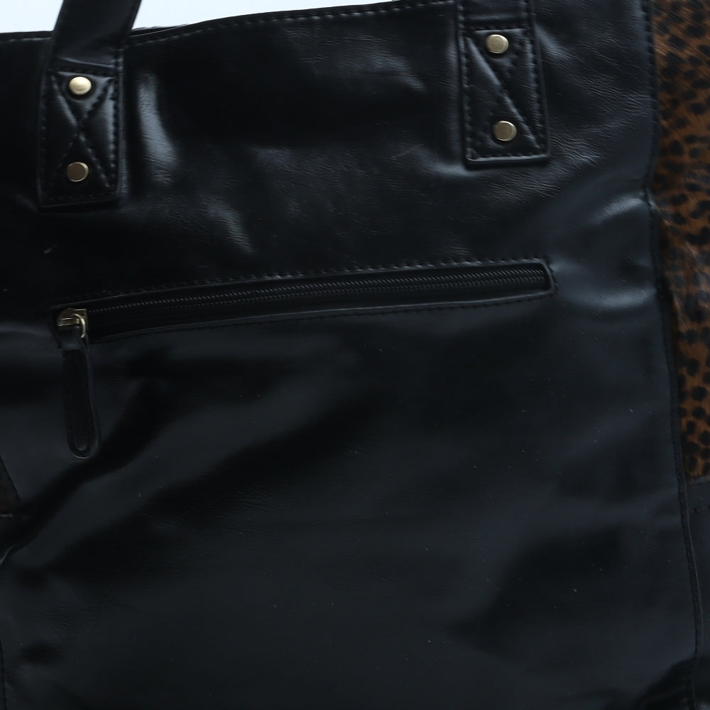 Preworn Womens Brown Animal Print Polyurethane Tote Size Medium - Leopard print