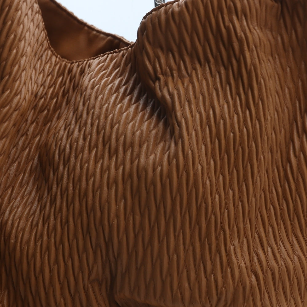 Preworn Womens Brown Polyurethane Top Handle Bag Size Extra Large