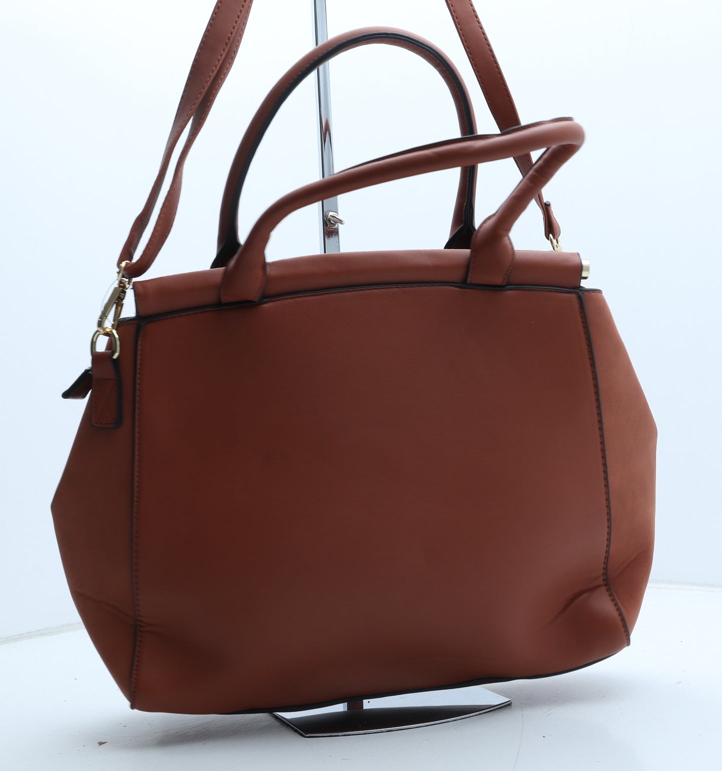 Preworn Womens Brown Polyurethane Crossbody Size Large