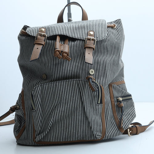 Accessorize Womens White Striped Polyester Backpack Size Large