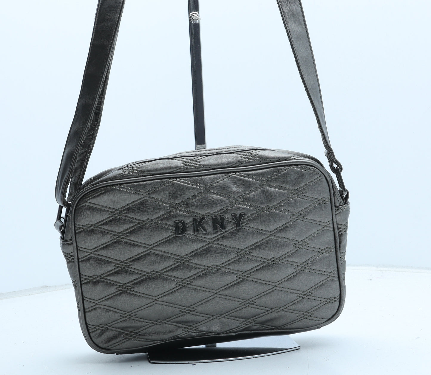 DKNY Womens Grey Polyurethane Crossbody Size Medium