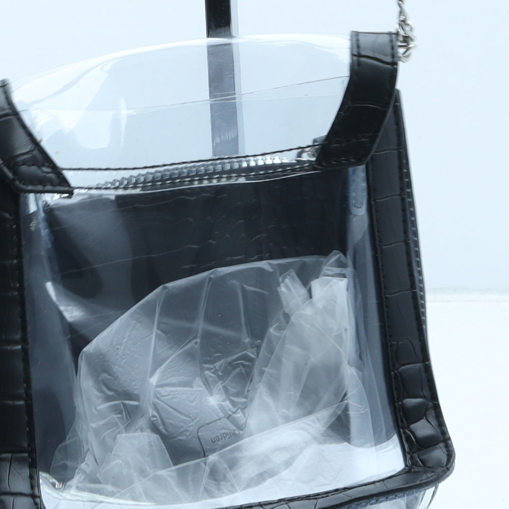 Preworn Womens Clear Polyurethane Crossbody Size Small - Croc Texture