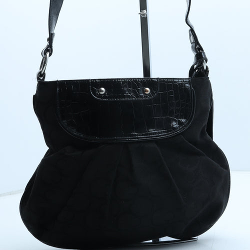 Debenhams Womens Black Geometric Polyurethane Crossbody Size Medium - Croc Texture
