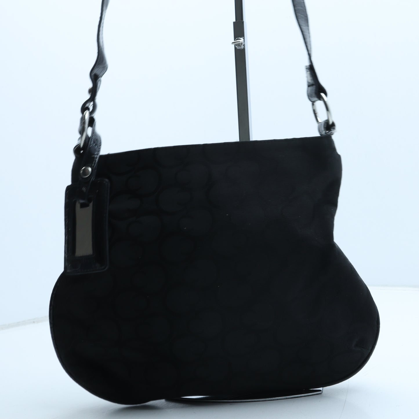 Debenhams Womens Black Geometric Polyurethane Crossbody Size Medium - Croc Texture