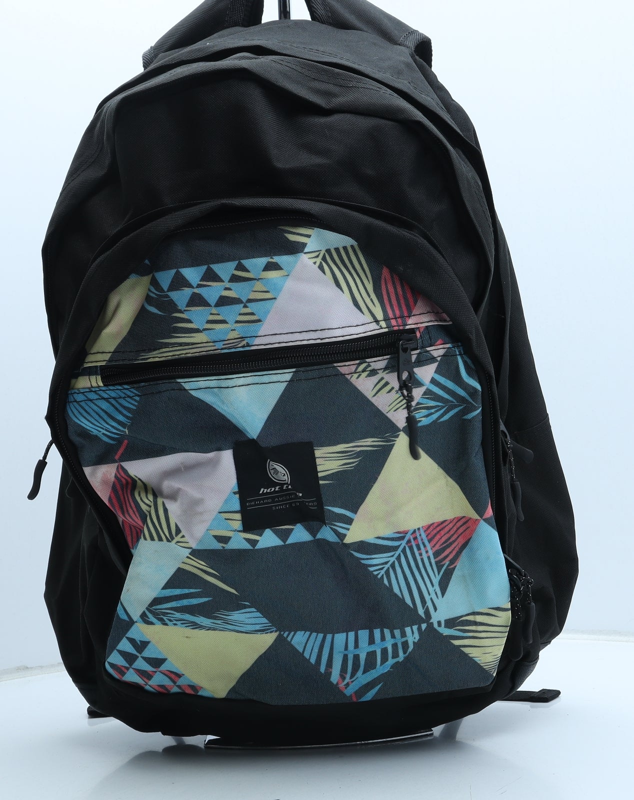 Hot Tuna Mens Black Geometric Polyester Backpack Size Large