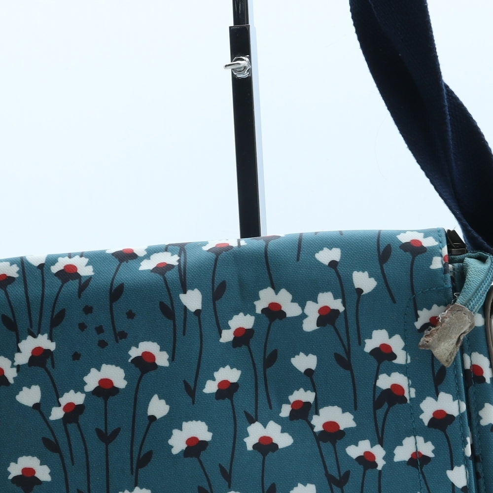 Brakeburn Womens Blue Floral Polyurethane Crossbody Size Medium