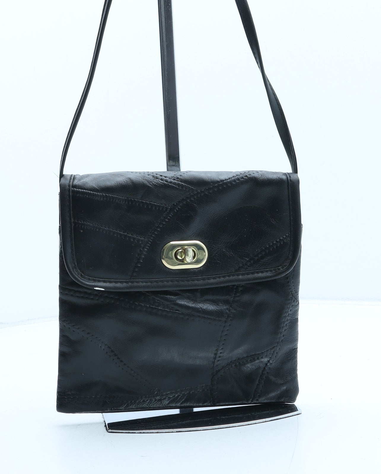 Preworn Womens Black PVC Crossbody Size Small