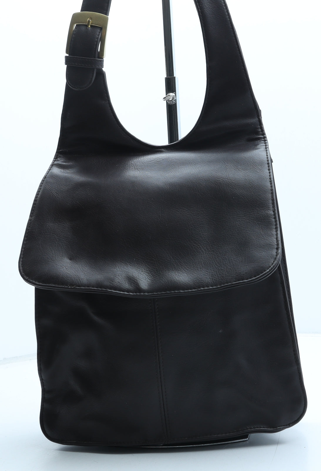 Preworn Womens Brown Polyurethane Top Handle Bag Size Medium