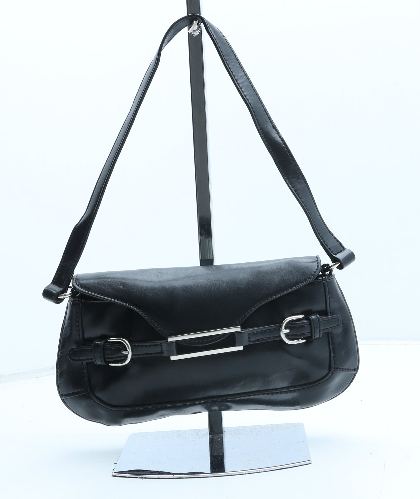 Ravel Womens Black Polyurethane Top Handle Bag Size Small