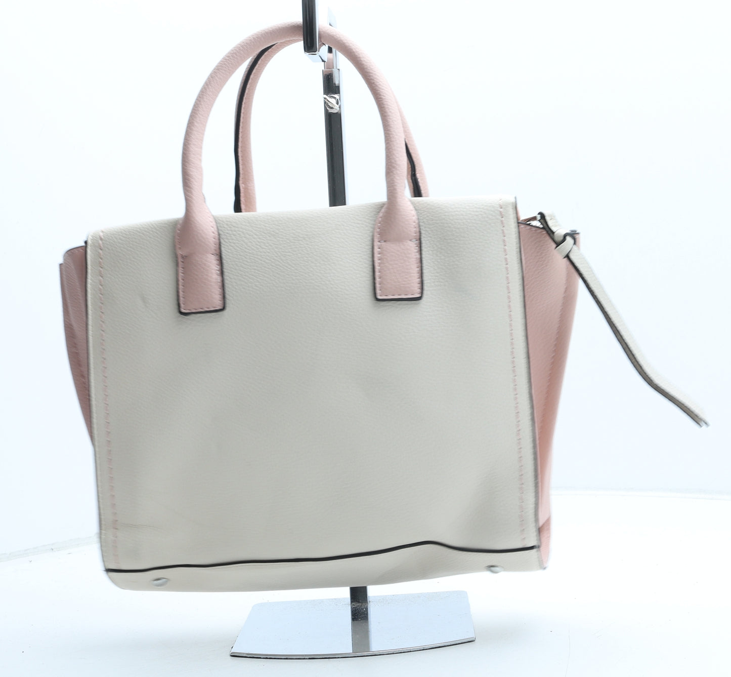 Preworn Womens Beige Colorblock Polyurethane Top Handle Bag Size Small