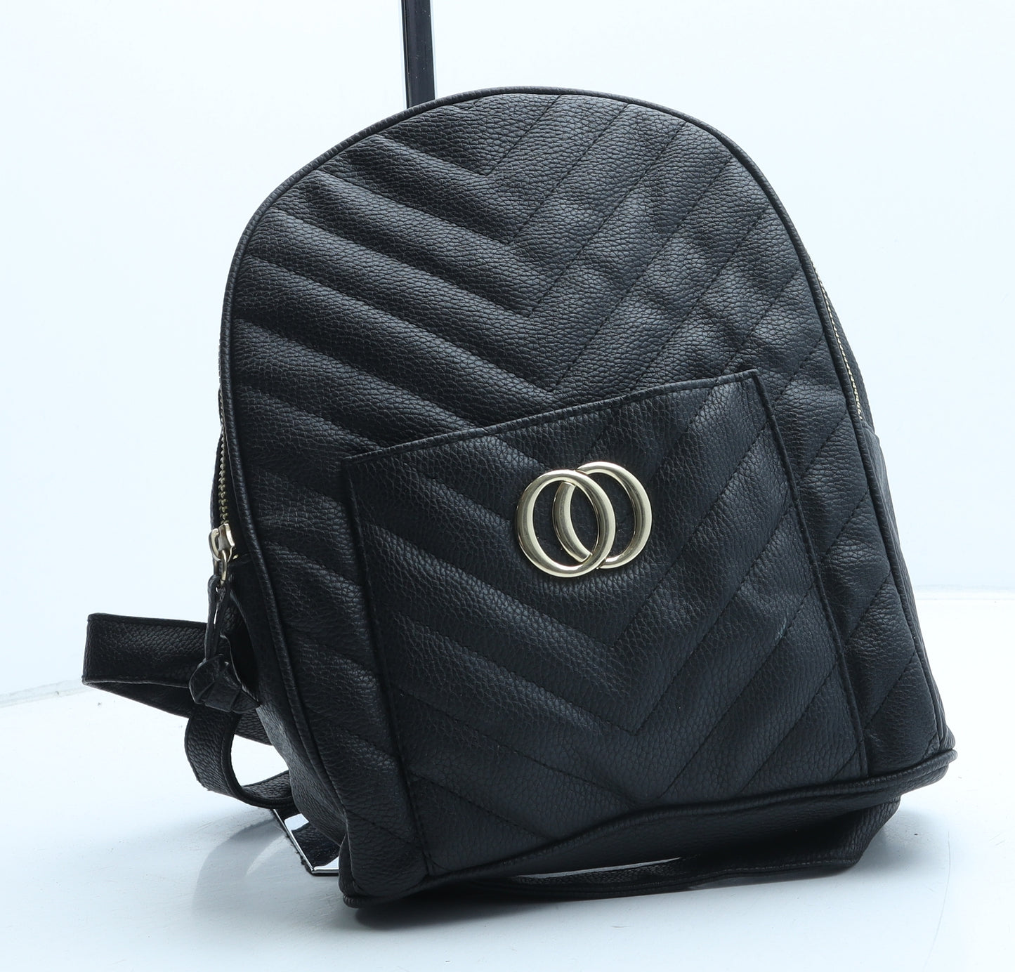 Primark Womens Black Polyurethane Backpack Size Small