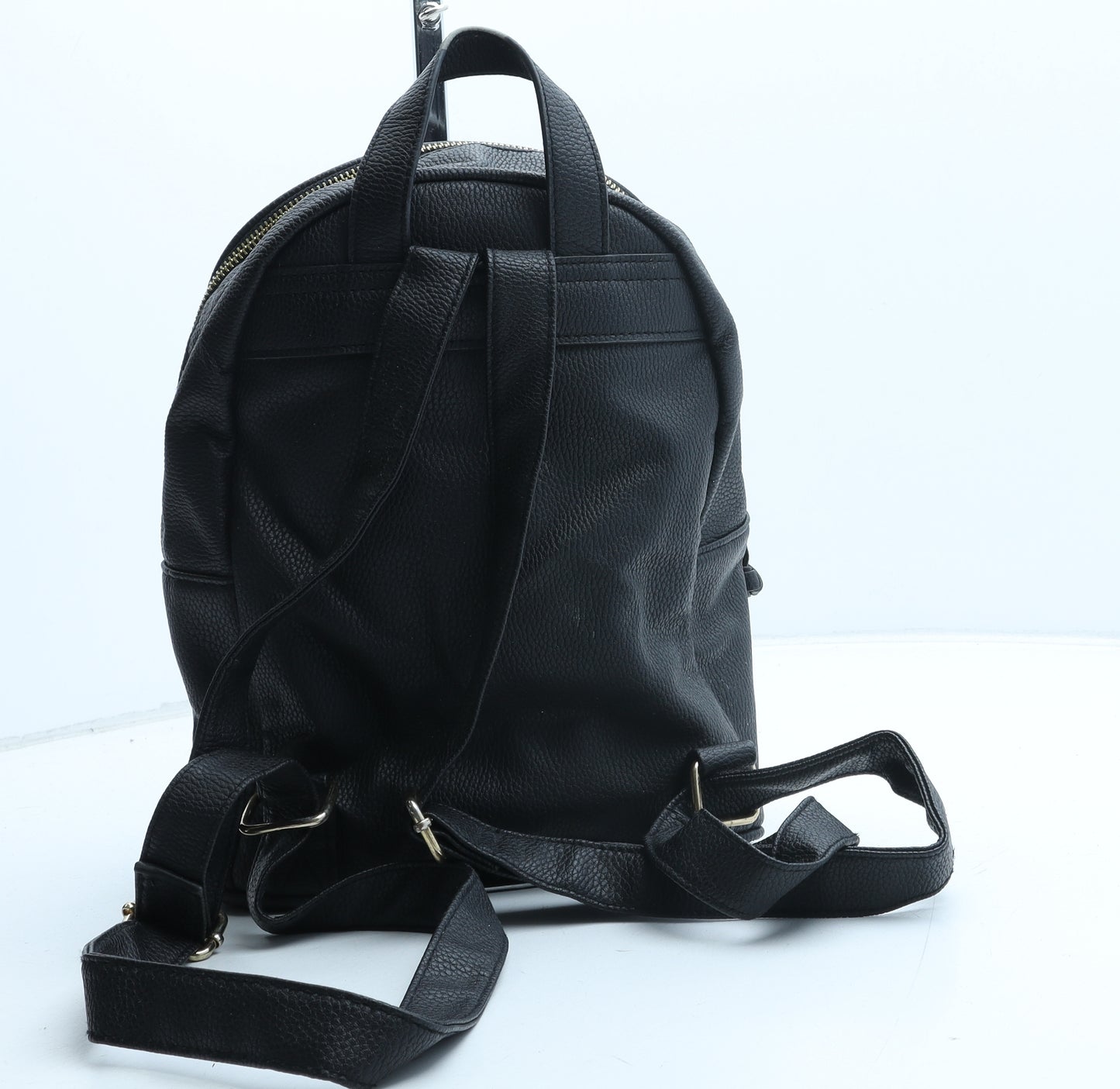 Primark Womens Black Polyurethane Backpack Size Small