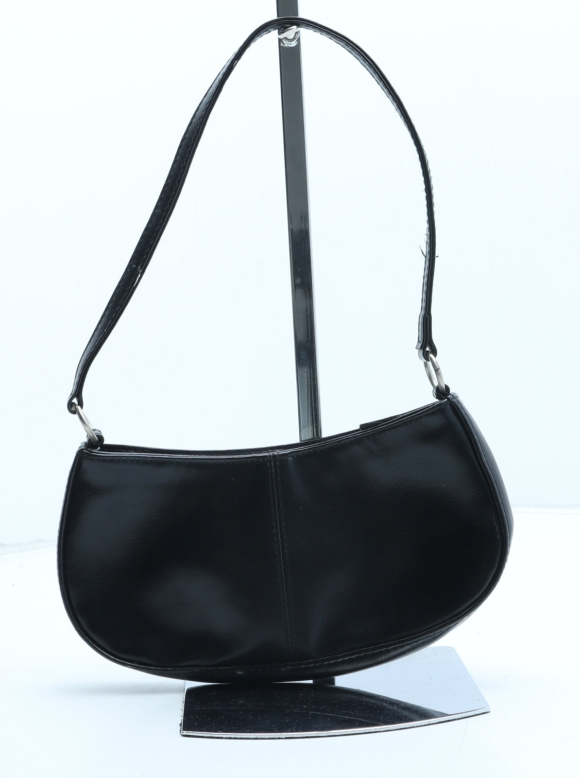 BHS Womens Black Polyurethane Shoulder Bag Size Small