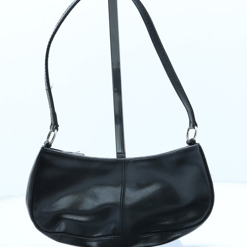 BHS Womens Black Polyurethane Shoulder Bag Size Small