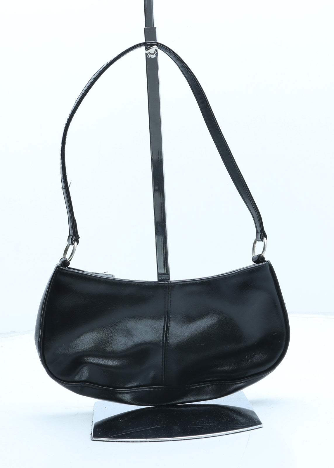 BHS Womens Black Polyurethane Shoulder Bag Size Small