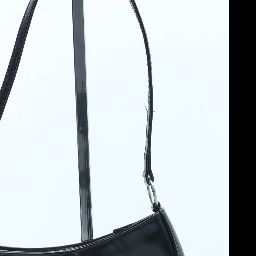 BHS Womens Black Polyurethane Shoulder Bag Size Small