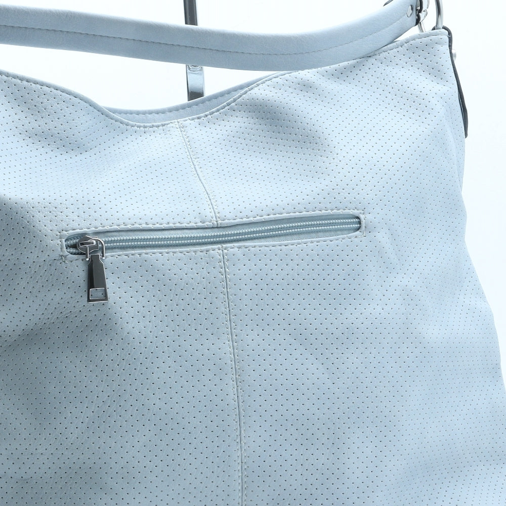 Preworn Womens Blue Polka Dot Polyurethane Hobo Bag Size Large