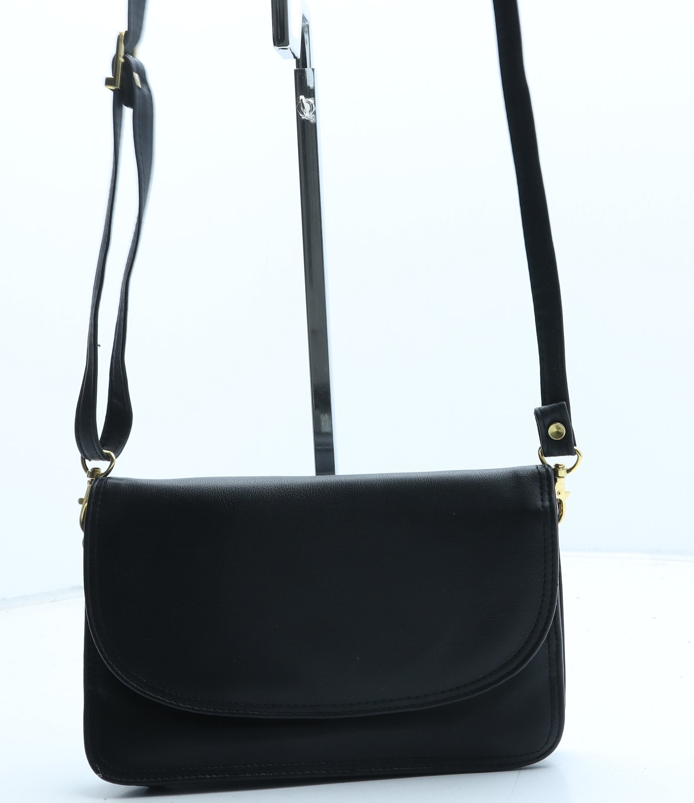 Claire Langford Womens Black Polyurethane Crossbody Size Small