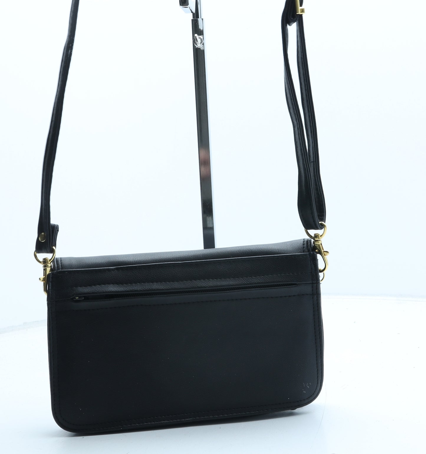 Claire Langford Womens Black Polyurethane Crossbody Size Small