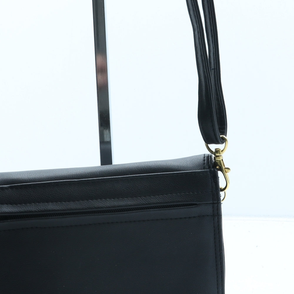 Claire Langford Womens Black Polyurethane Crossbody Size Small
