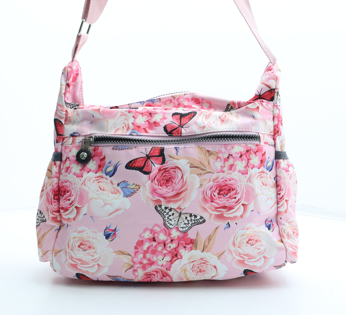 Sangrila Womens Pink Floral Polyester Crossbody Size Medium