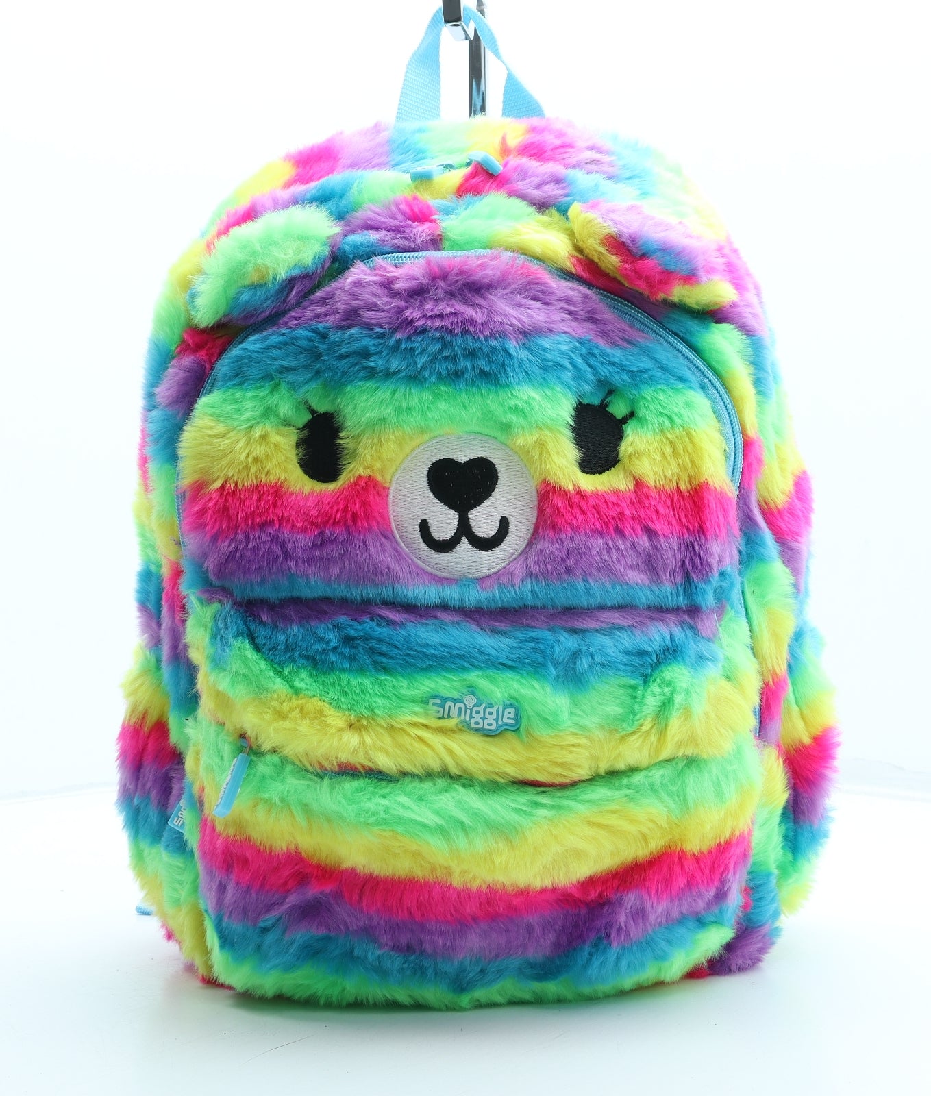 Smiggle Girls Multicoloured Striped Polyester Backpack Size Medium Zip - Bear Design