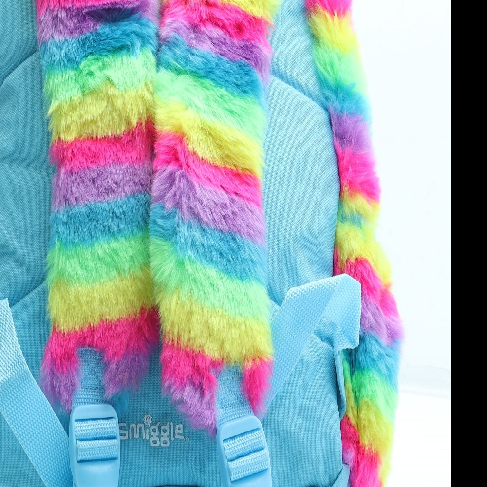 Smiggle Girls Multicoloured Striped Polyester Backpack Size Medium Zip - Bear Design