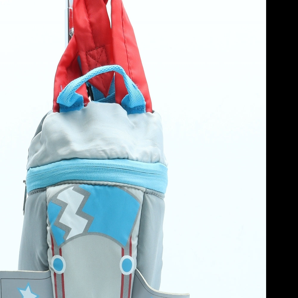 Preworn Boys Multicoloured Geometric Polyester Backpack Size Small Zip - Rocket Jet Pilot